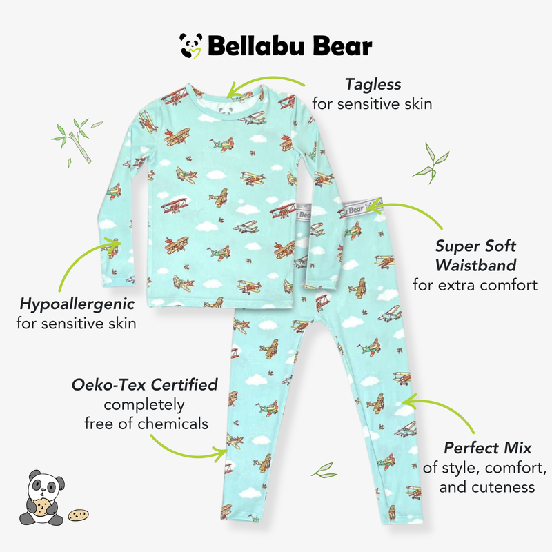Vintage Airplanes Bamboo Kids Pajamas