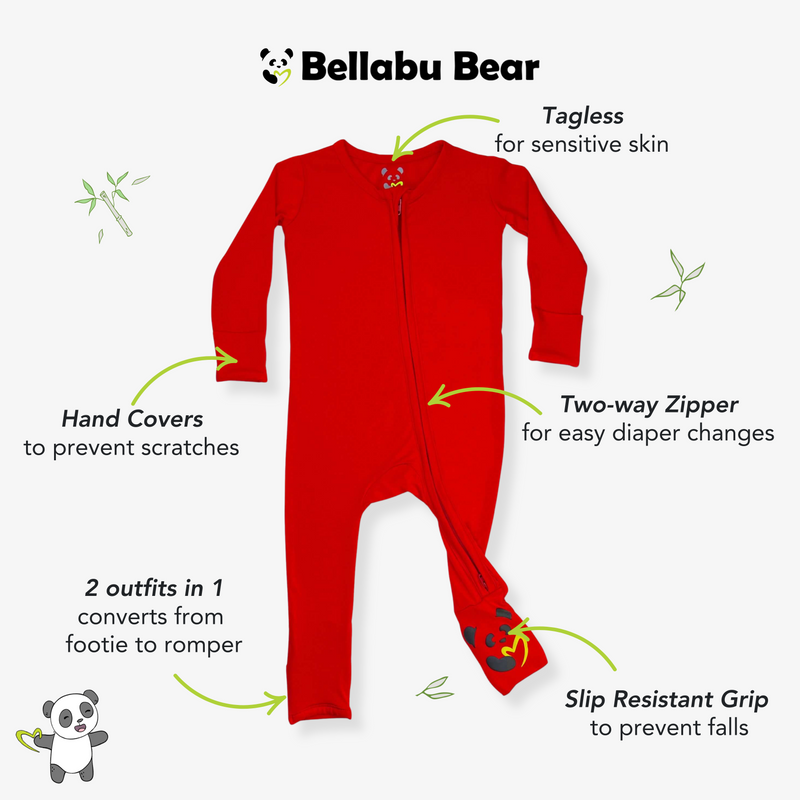 Winterberry Red Bamboo Convertible Footie