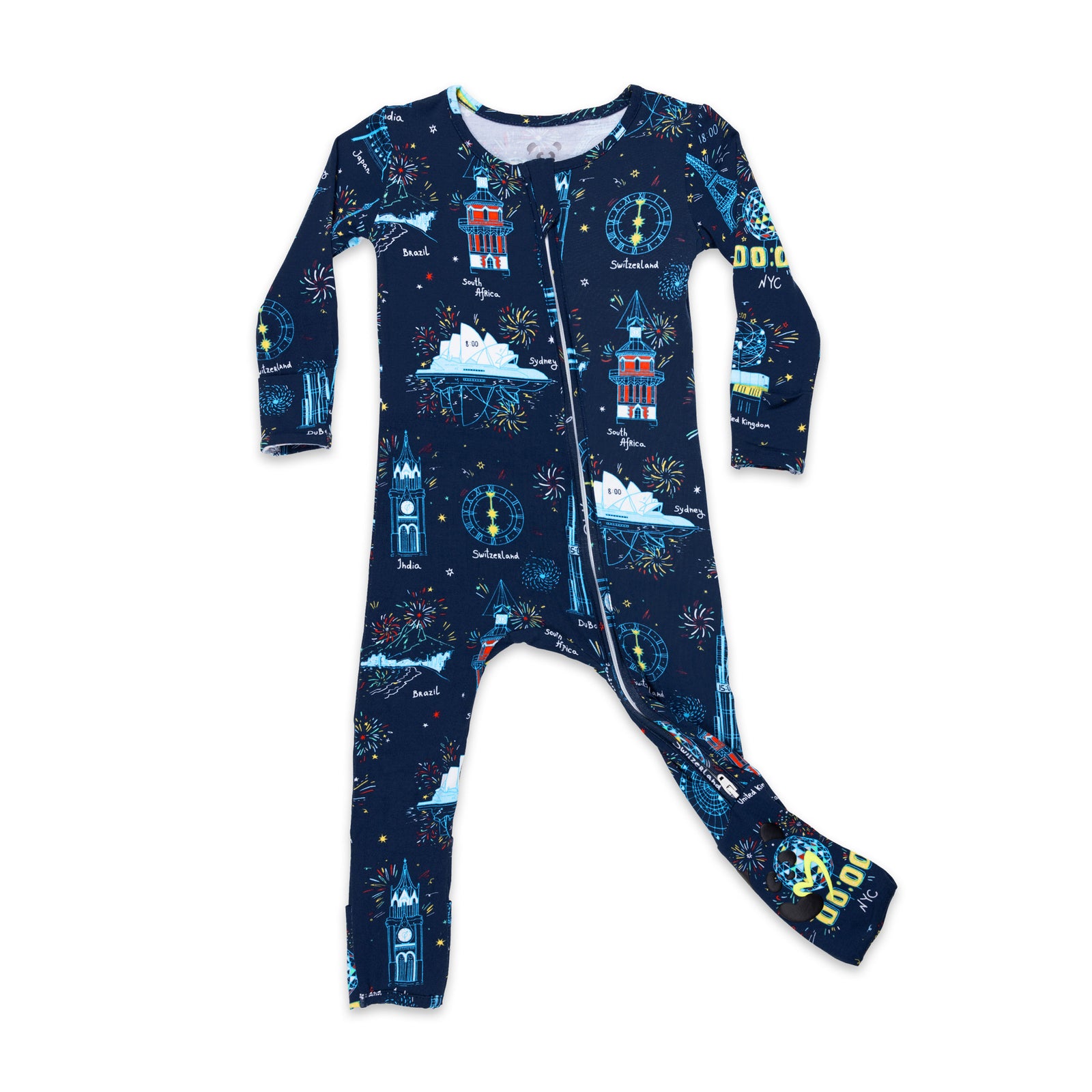 New Year's Worldwide Countdown Bamboo Convertible Footie