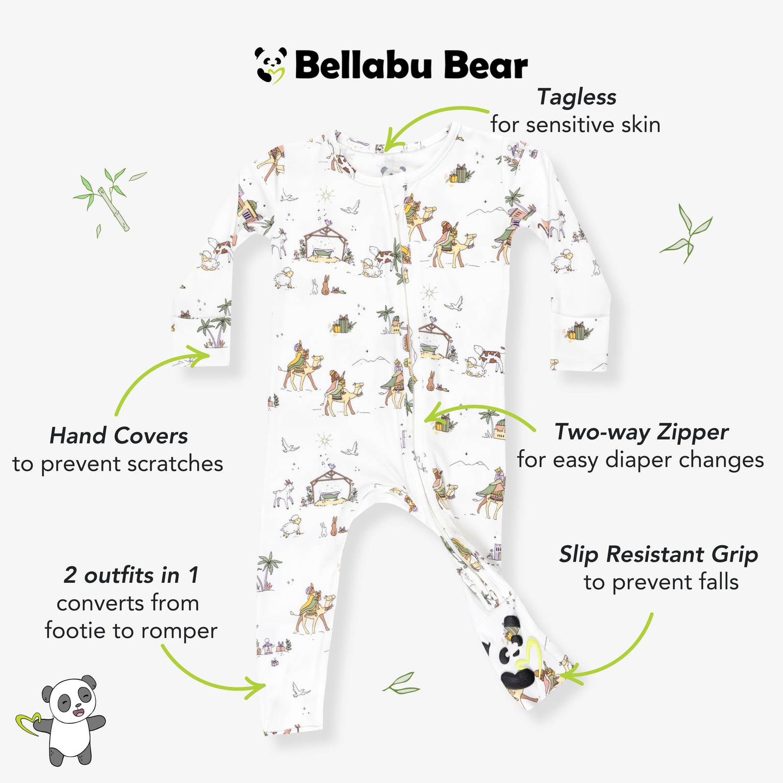 Holy Night Bamboo Convertible Footie