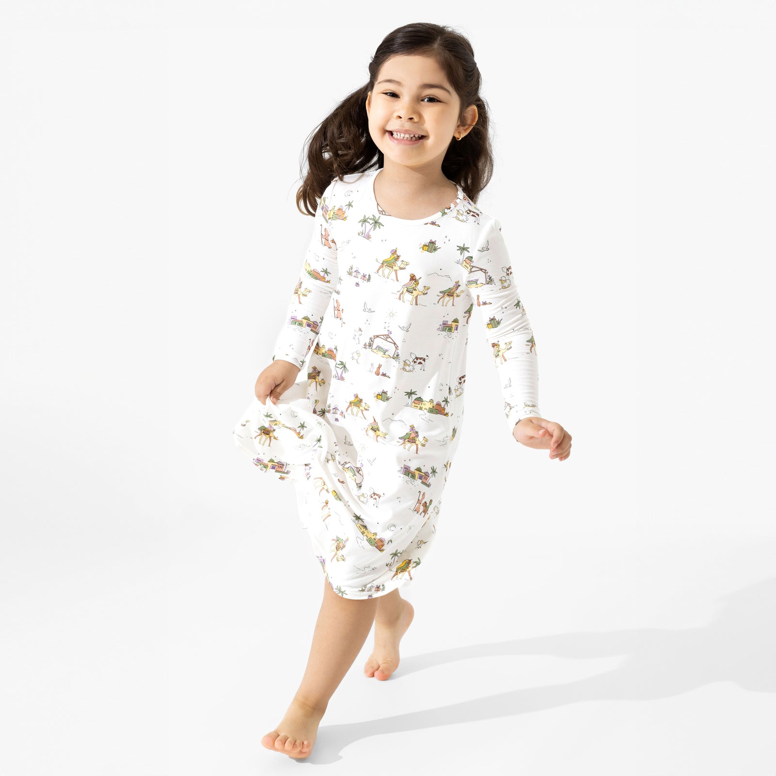 Holy Night Bamboo Girls' Long Sleeve Dress