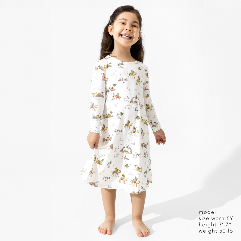 Holy Night Bamboo Girls' Long Sleeve Dress