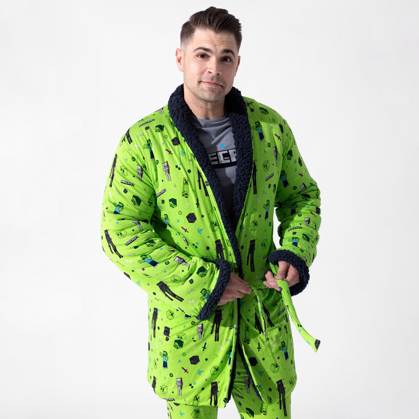 Minecraft Mob Squad Bamboo Adult Sherpa Bathrobe