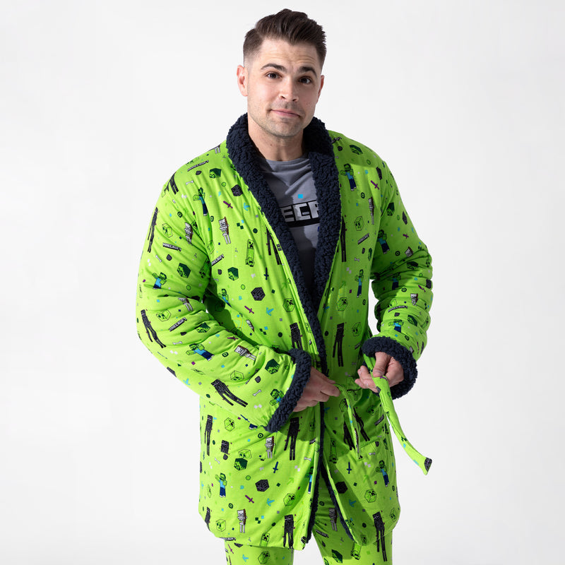 Minecraft Mob Squad Bamboo Adult Sherpa Bathrobe