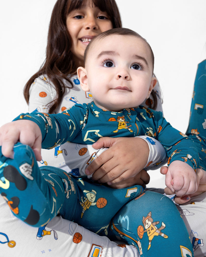 Basketball Pups Bamboo Convertible Footie