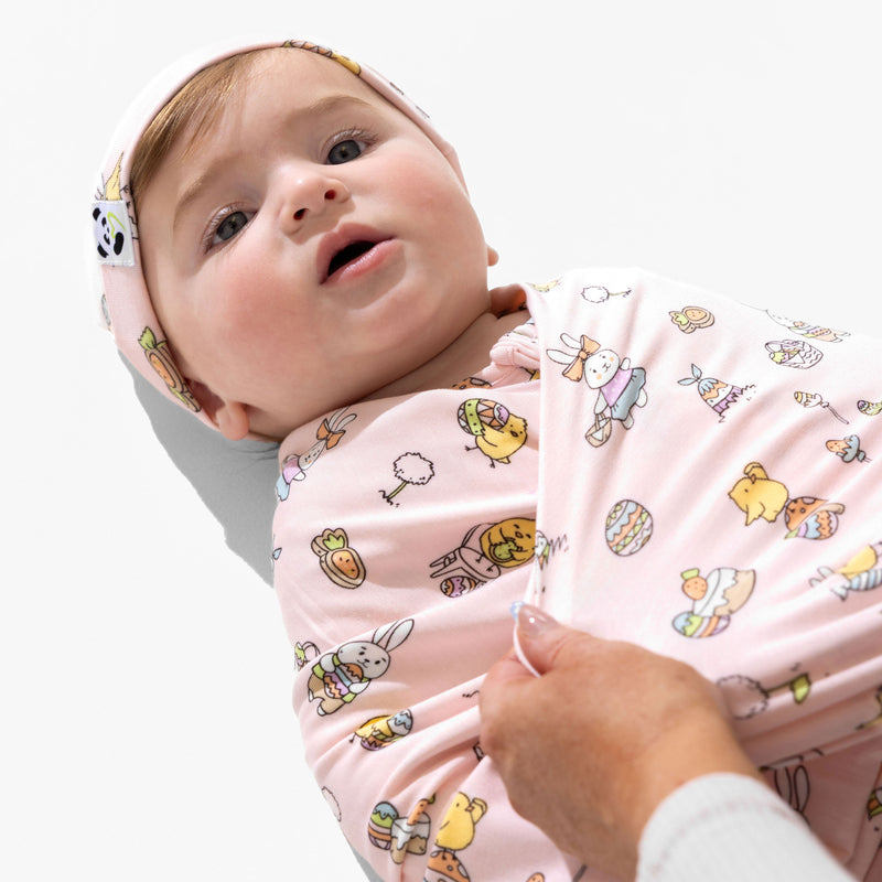 Easter Bunny Pink Bamboo Swaddle & Beanie Set