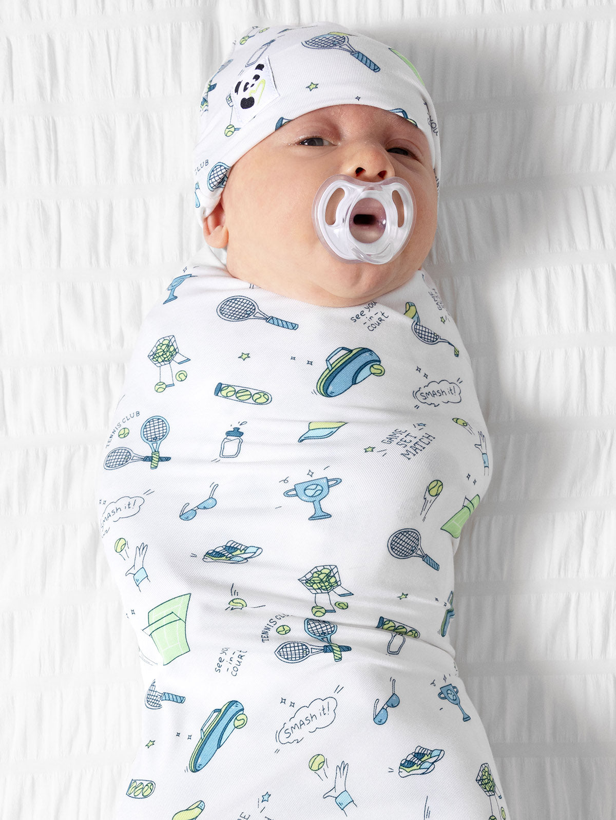 Tennis Bamboo Swaddle & Beanie Set