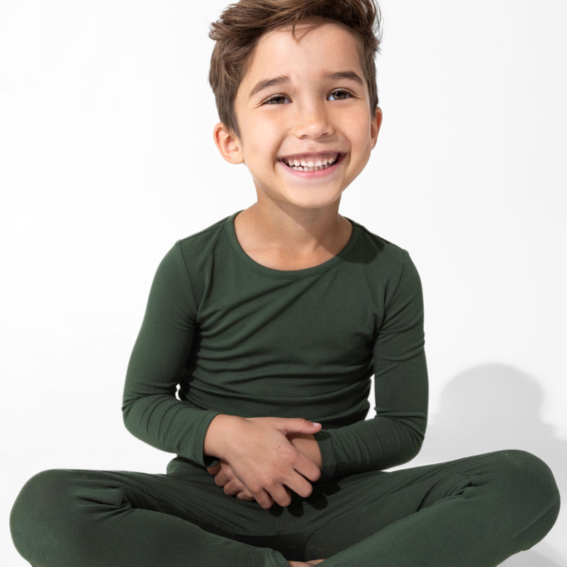 Pine Green Bamboo Kids Pajamas