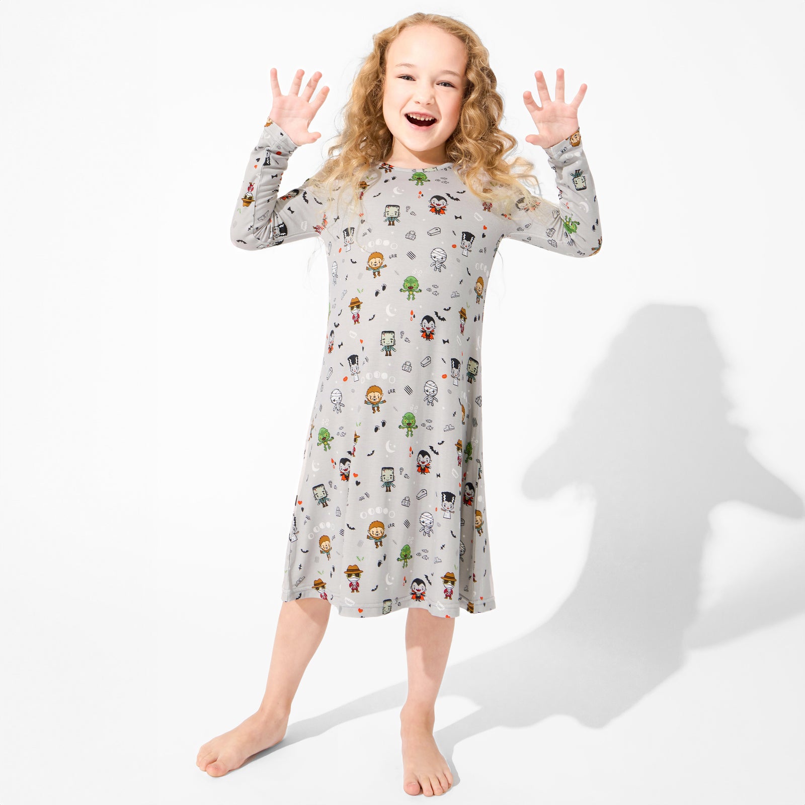 Little Monsters Bamboo Girls' Long Sleeve Dress