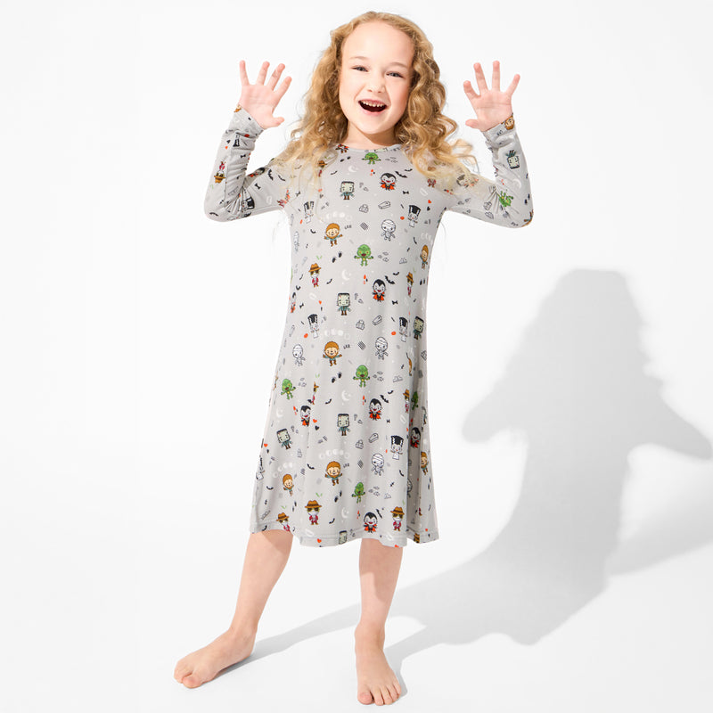Little Monsters Bamboo Girls' Long Sleeve Dress