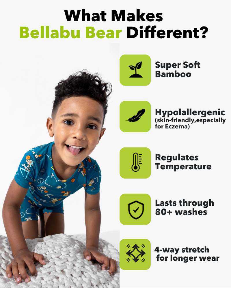 Basketball Pups Bamboo Kids Pajama Short Set