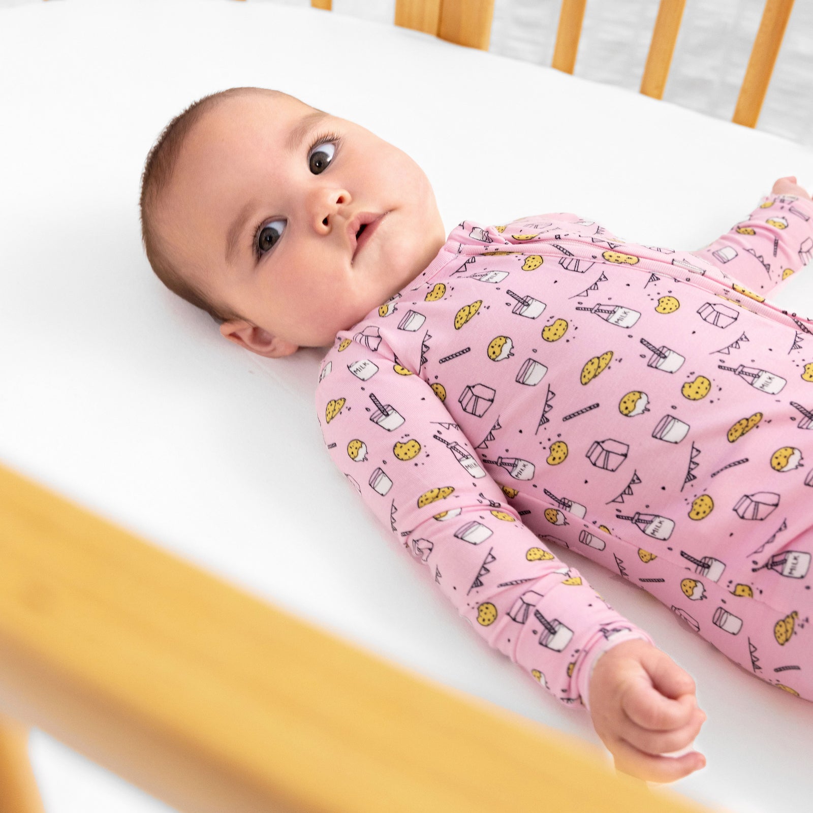 Milk & Cookies Pink Bamboo Convertible Footie