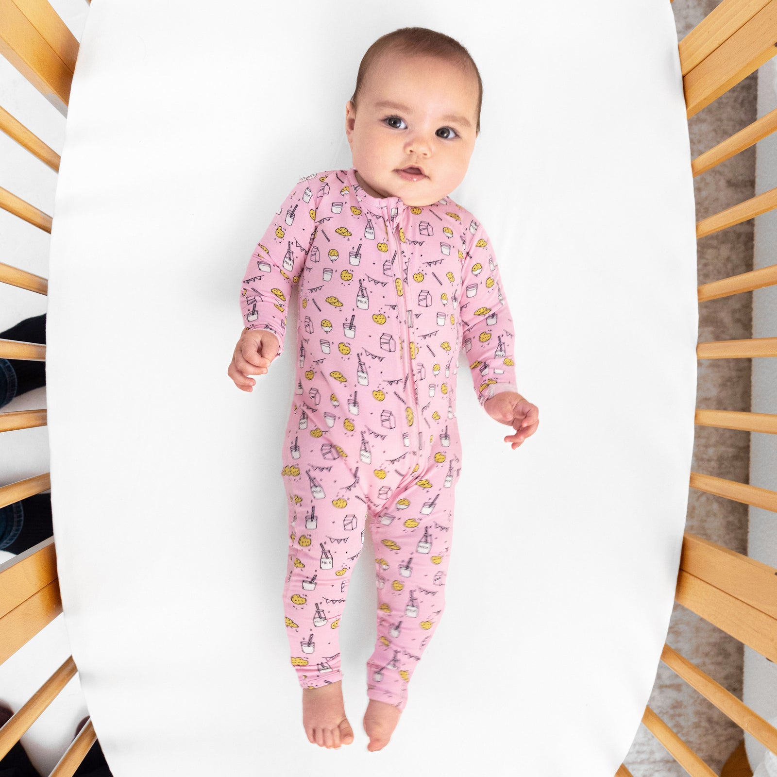 Milk & Cookies Pink Bamboo Convertible Footie