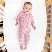 Milk & Cookies Pink Bamboo Convertible Footie
