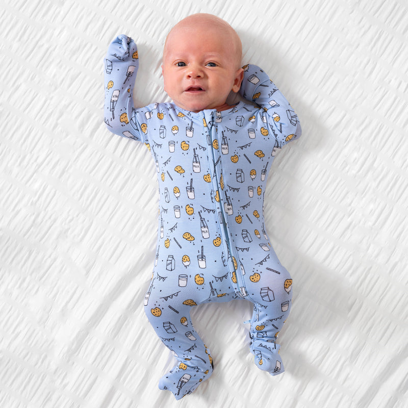 Milk & Cookies Blue Bamboo Convertible Footie