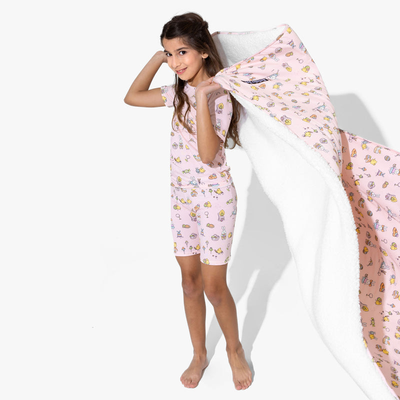 Easter Bunny Pink Bamboo Blanket