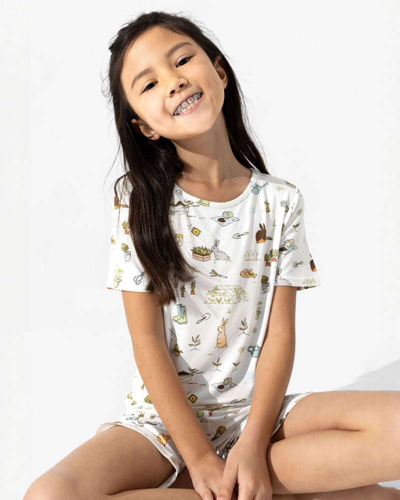 Bunny Garden Bamboo Kids Pajama Short Set