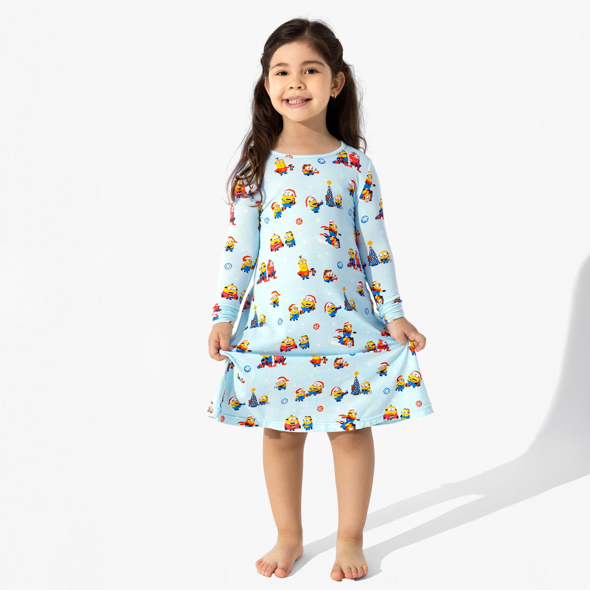 Merry Minions Holiday Bamboo Girls' Long Sleeve Dress