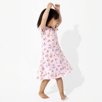 Easter Bunny Pink Bamboo Girls' Short Sleeve Dress