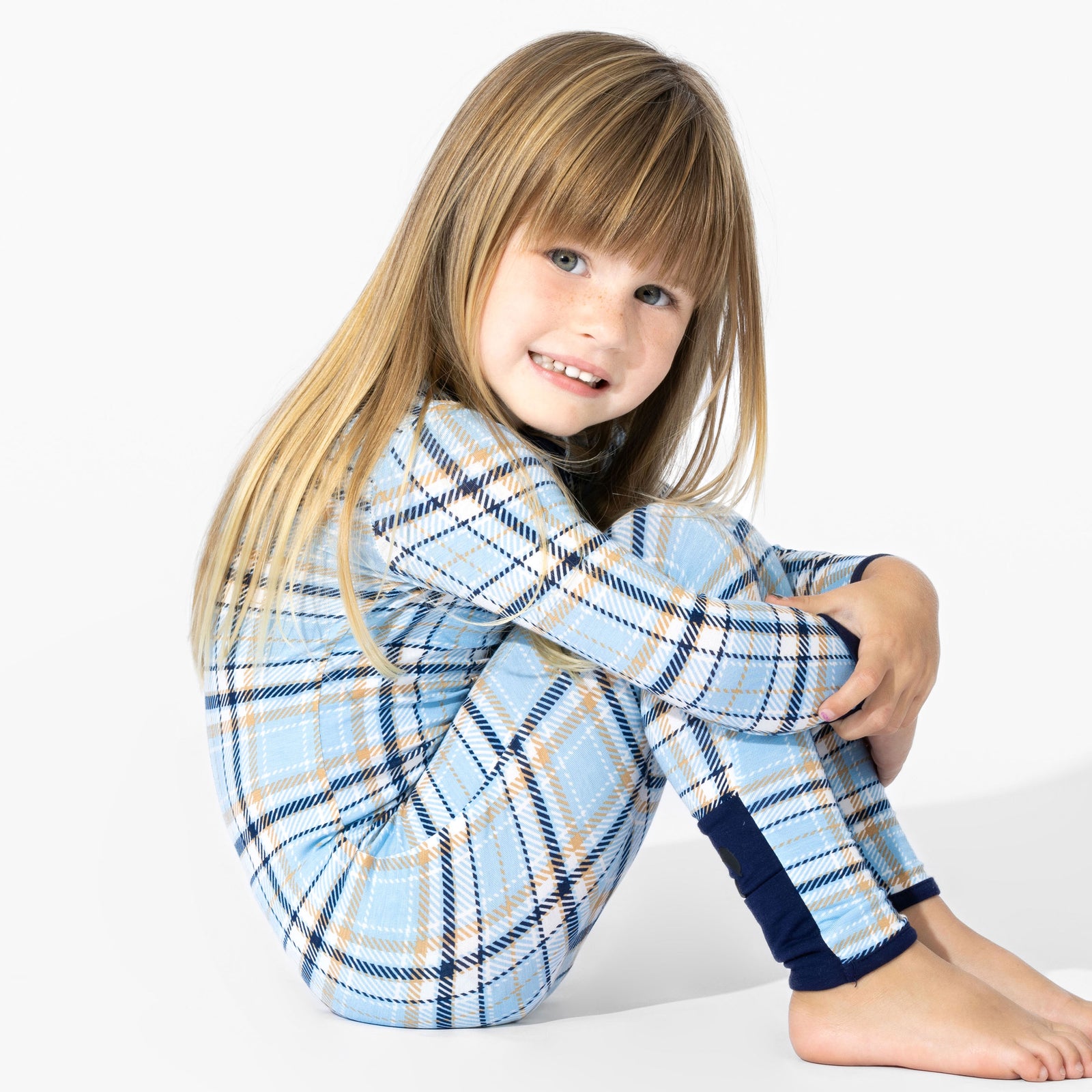Holiday Plaid Blue Bamboo Convertible Footie