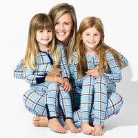 Holiday Plaid Blue Bamboo Kids Pajamas