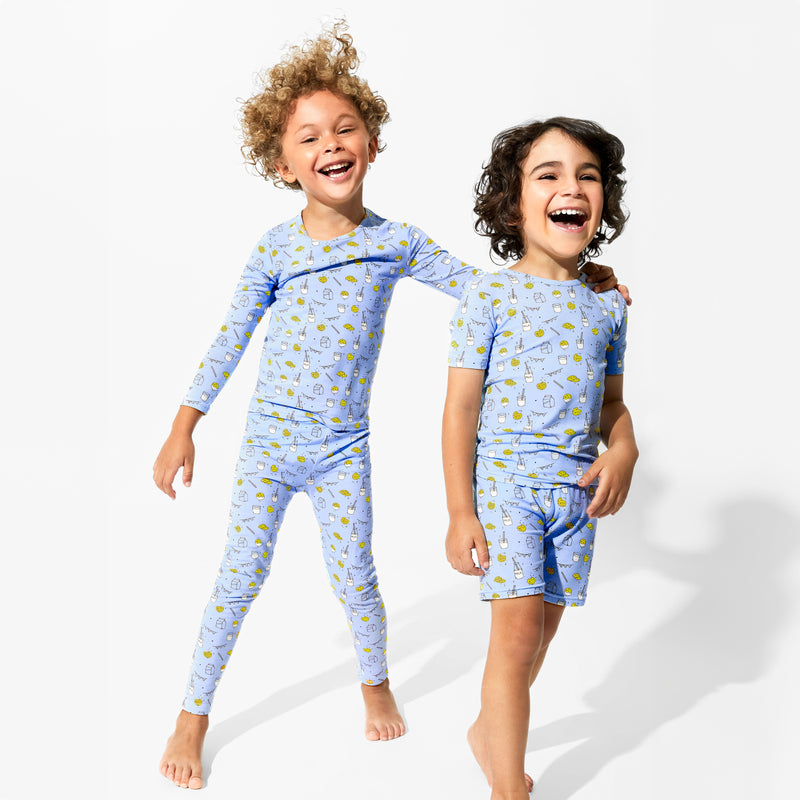 Milk & Cookies Blue Bamboo Kids Pajamas