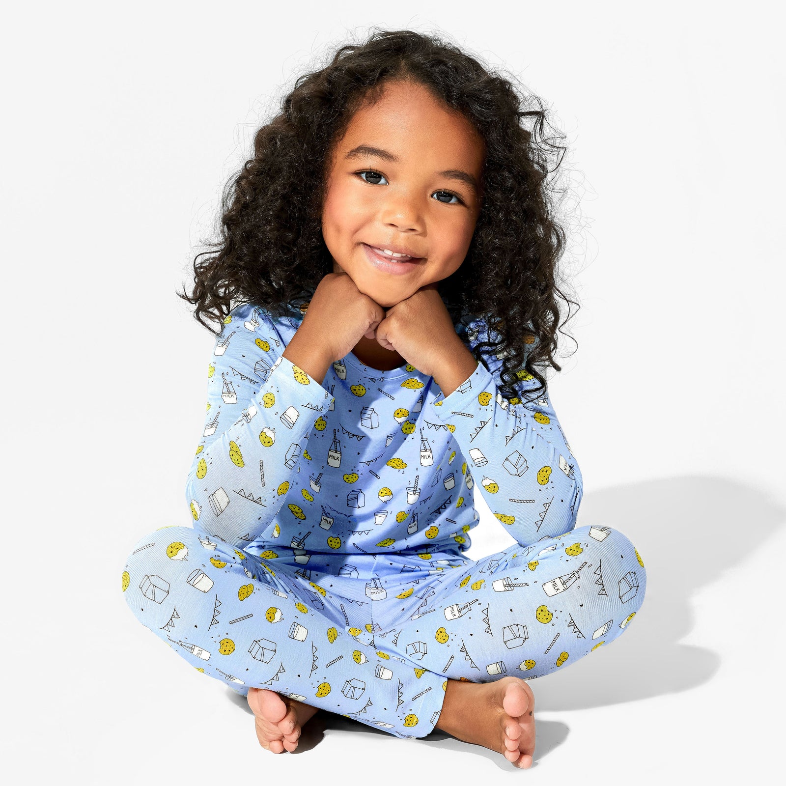 Milk & Cookies Blue Bamboo Kids Pajamas