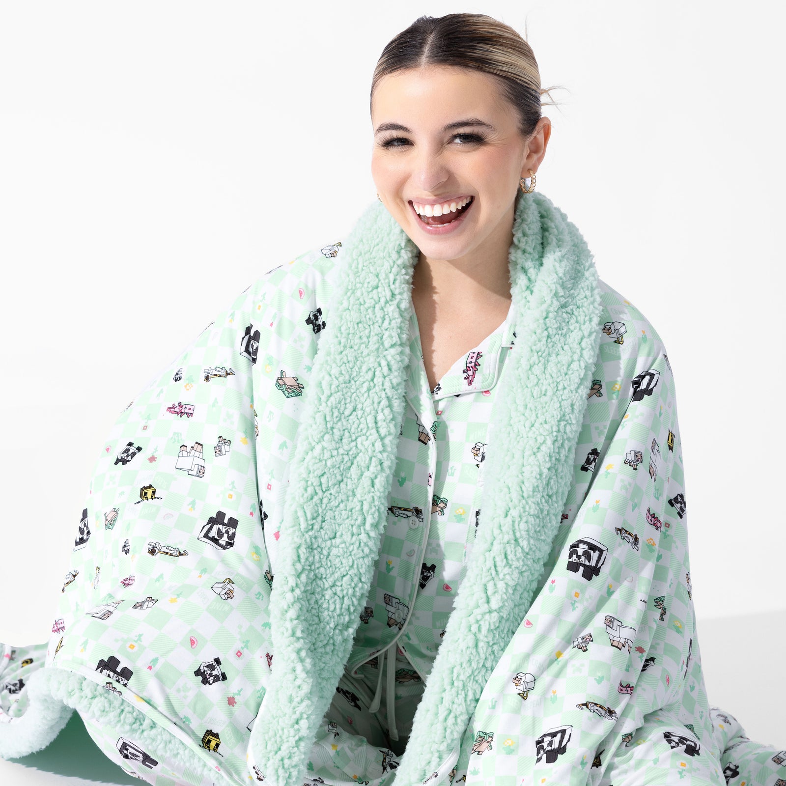 Minecraft Sleep Repeat Bamboo Sherpa Blanket