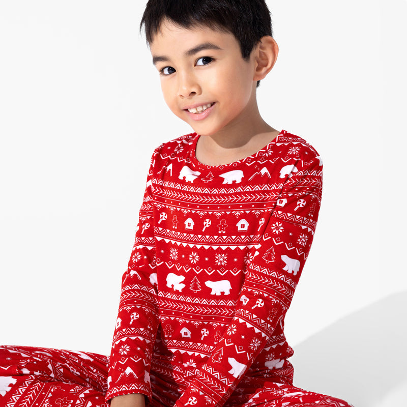 Polar Isle Red Bamboo Kids Pajamas
