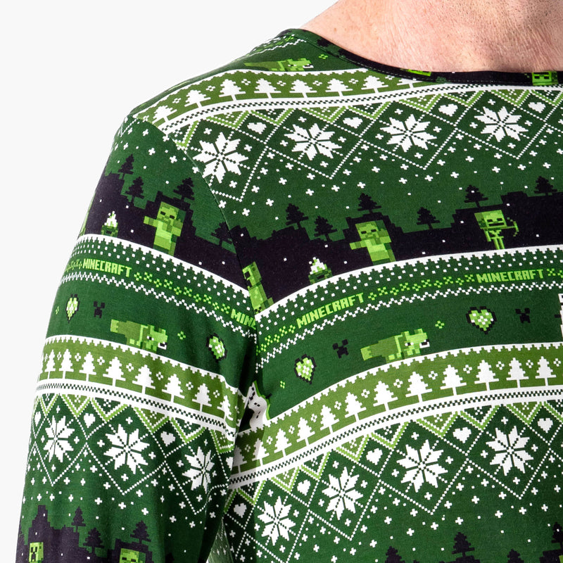 Minecraft Creeper Holiday Bamboo Men's Pajama Set