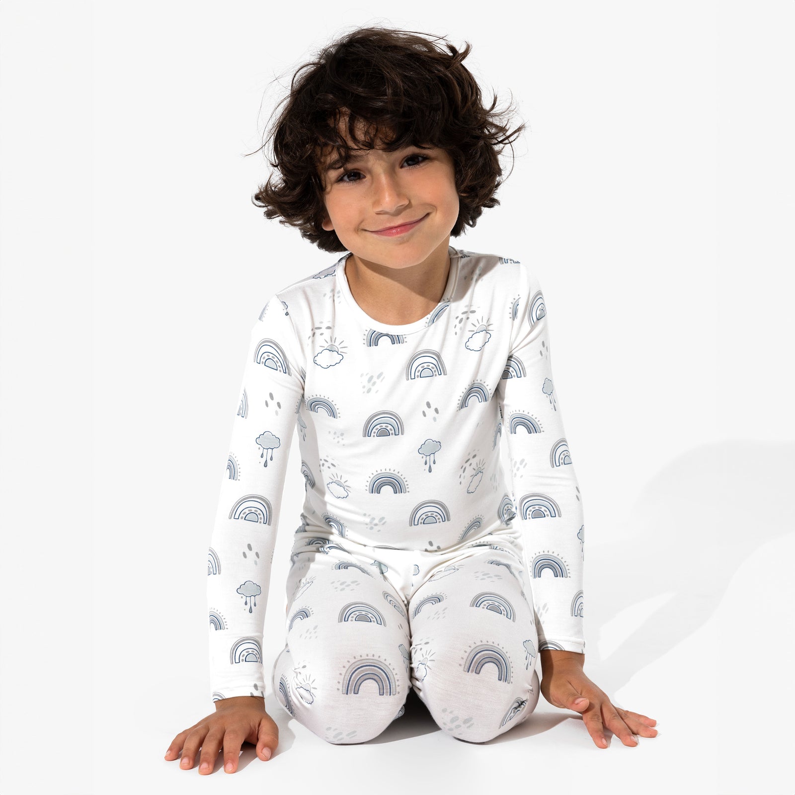 Grey Rainbows Bamboo Kids Pajamas