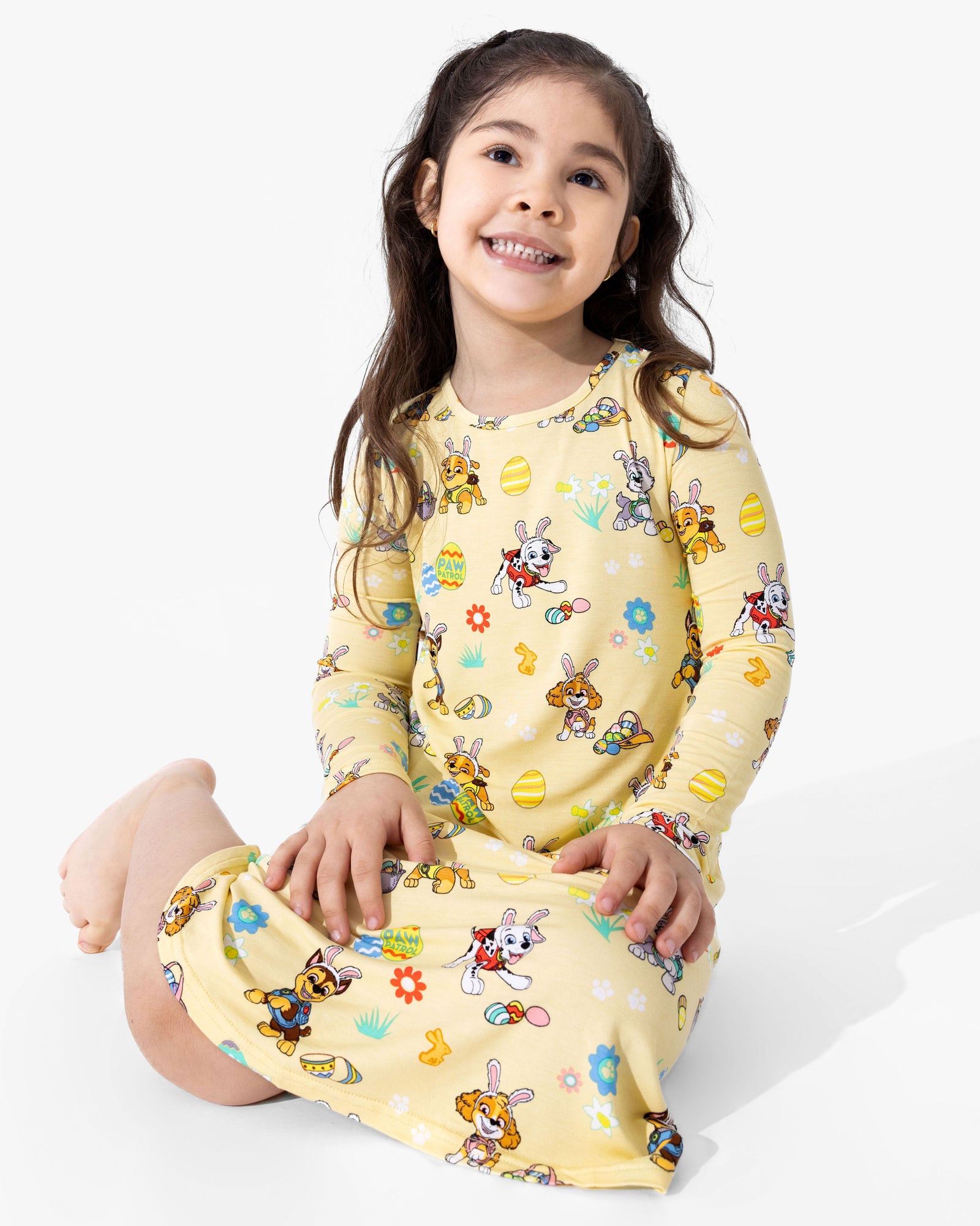 PAW Patrol: Bunny Fun Bamboo Girls' Long Sleeve Dress, 7/8Y | Bellabu Bear