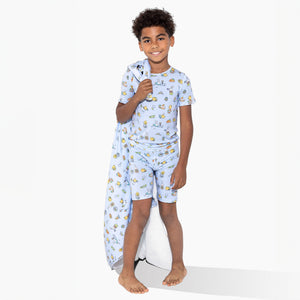 Easter Bunny Blue Bamboo Blanket