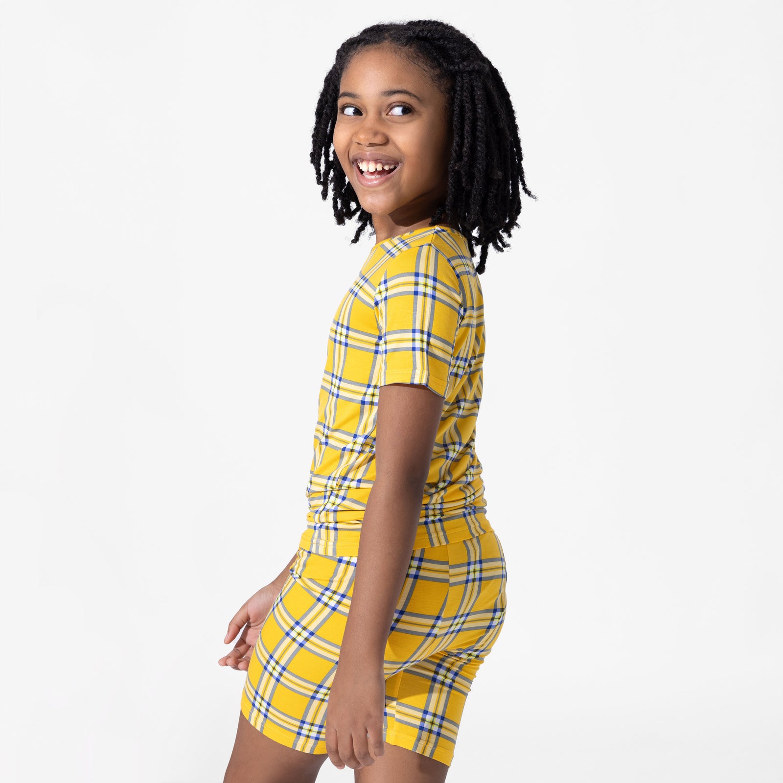 Clueless Total Betty Plaid Bamboo Kids Pajama Short Set