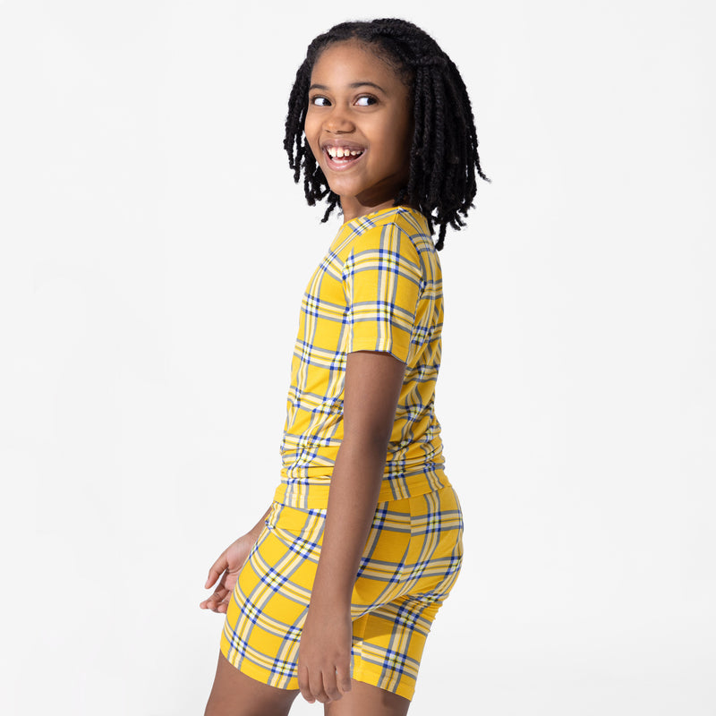Clueless Total Betty Plaid Bamboo Kids Pajama Short Set