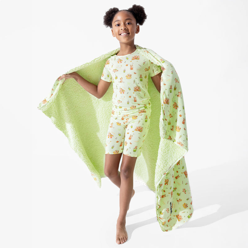 Capybara Boba Bamboo Sherpa Blanket