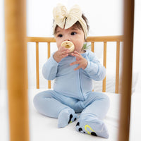 Sky Blue Bamboo Convertible Footie