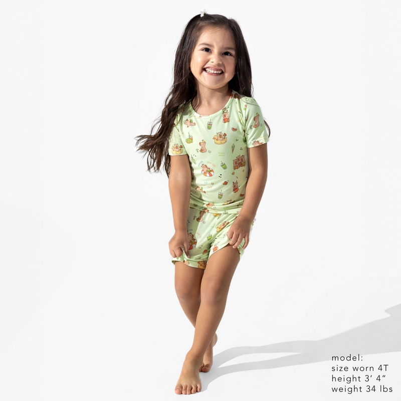 Capybara Boba Bamboo Kids Pajama Short Set