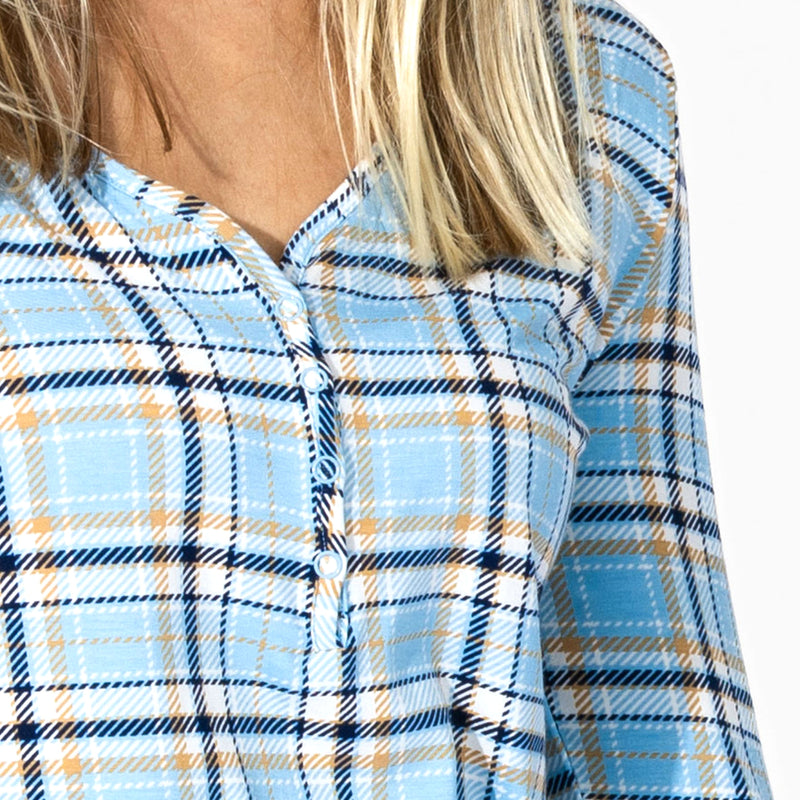 Holiday Plaid Blue Bamboo Women's Pajama Set