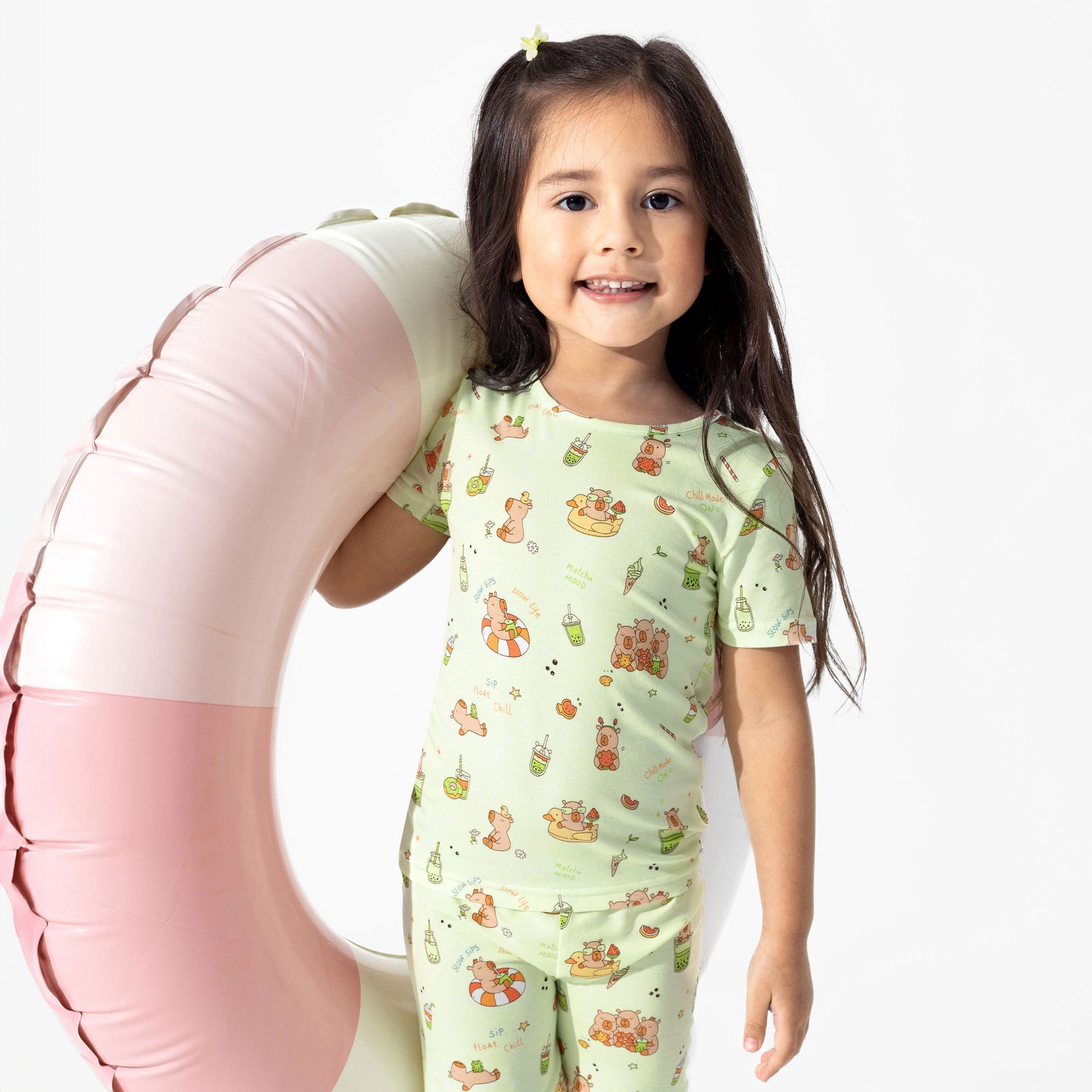 Capybara Boba Bamboo Kids Pajama Short Set