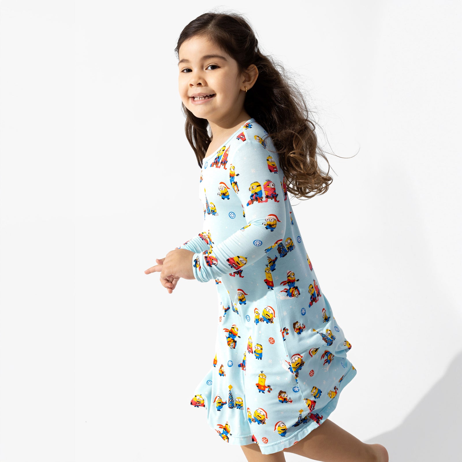 Merry Minions Holiday Bamboo Girls' Long Sleeve Dress