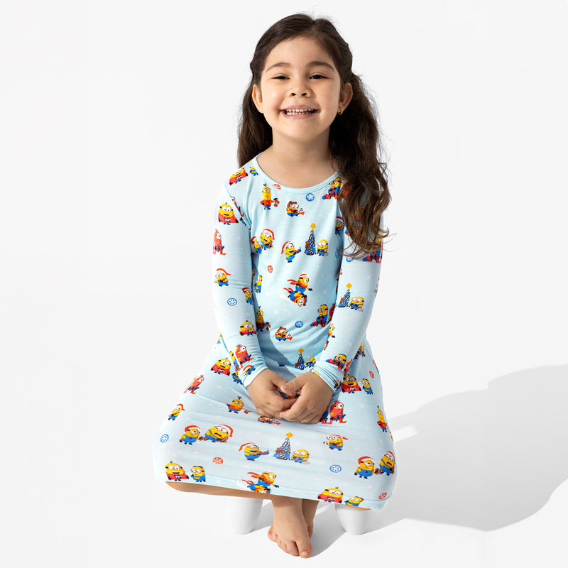 Merry Minions Holiday Bamboo Girls' Long Sleeve Dress