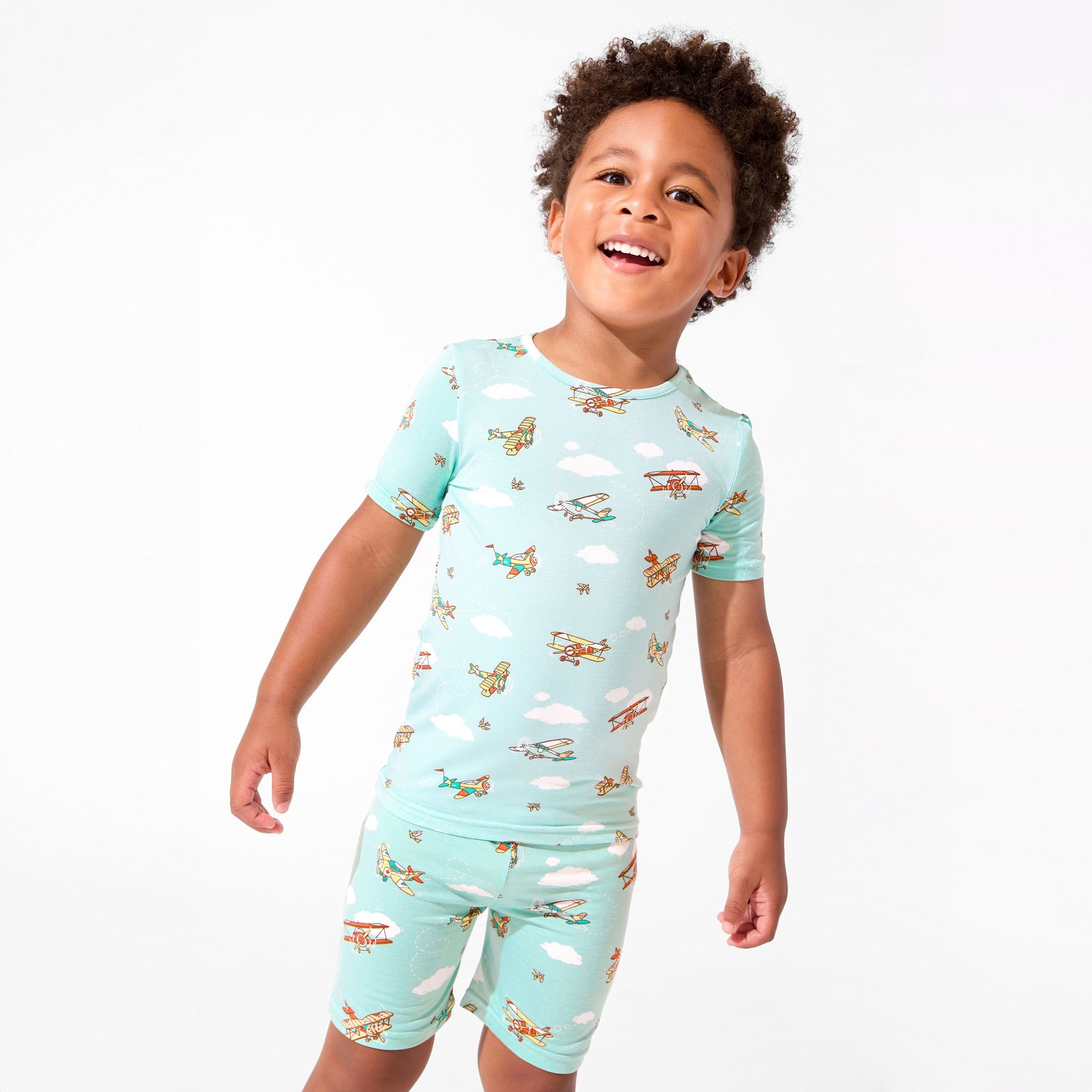 Vintage Airplanes Bamboo Kids Pajama Short Set