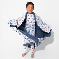 Vintage Suitcases Bamboo Sherpa Blanket