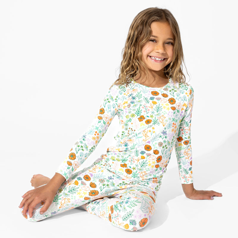 Summer Floral Bamboo Kids Pajamas