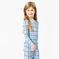Holiday Plaid Blue Bamboo Kids Pajamas