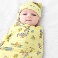 Teddy Bear Picnic Bamboo Swaddle & Beanie Set