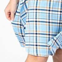 Holiday Plaid Blue Bamboo Girls' Long Sleeve Dress