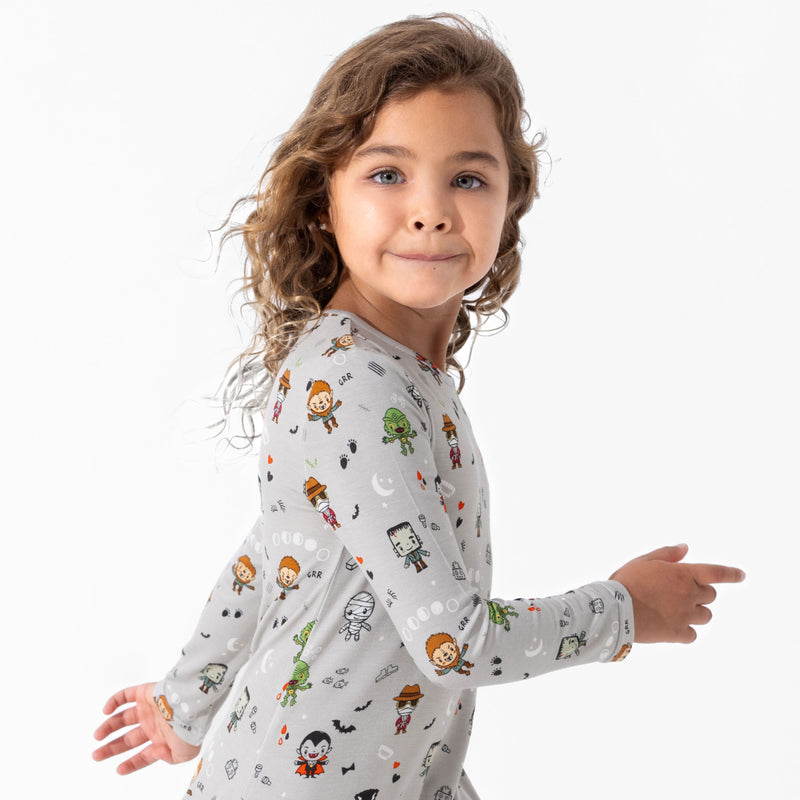 Little Monsters Bamboo Girls' Long Sleeve Dress