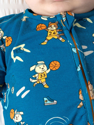 Basketball Pups Bamboo Convertible Footie